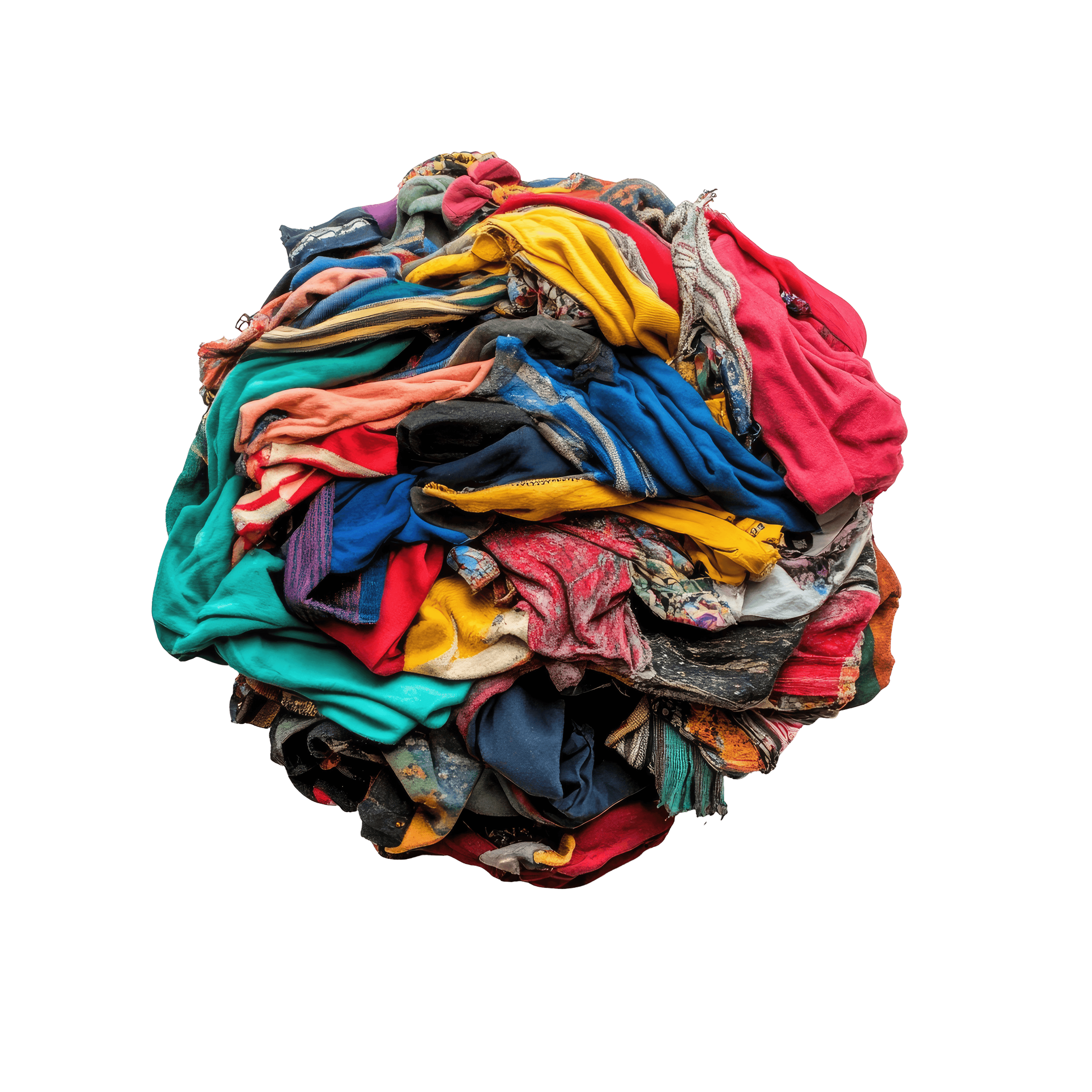 Ball of compressed textile waste